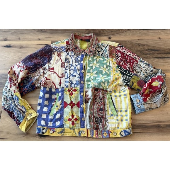 Sacred Threads Jackets & Blazers - Sacred Threads Patchwork Jacket Boho Quilted Cotton Festival Hippie Coat M